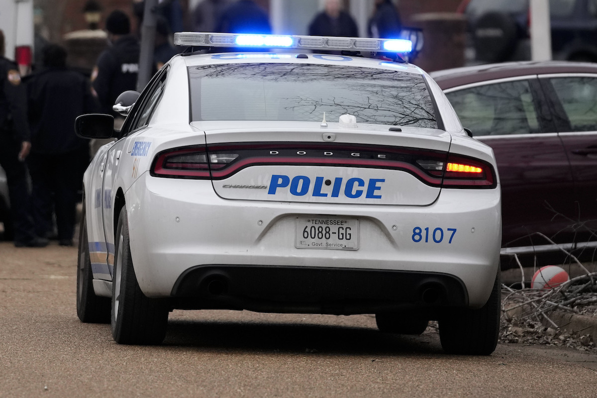 Back of a police car in Memphis, Tenn. Jan. 2023
