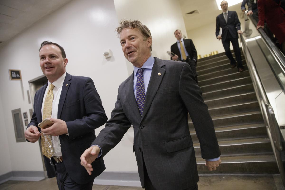 Rand Paul and Mike Lee walking