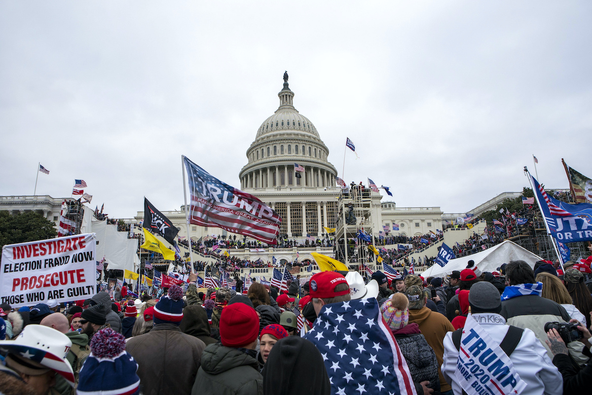 1.6.2021 Capitol riot Trump flags in crowd art