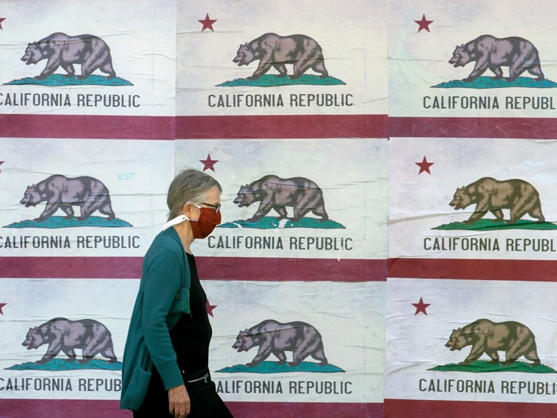 California woman wearing mask