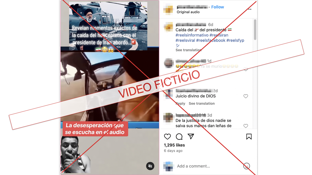 Grafica de video falso del accidente del presidente irani 05/29/24