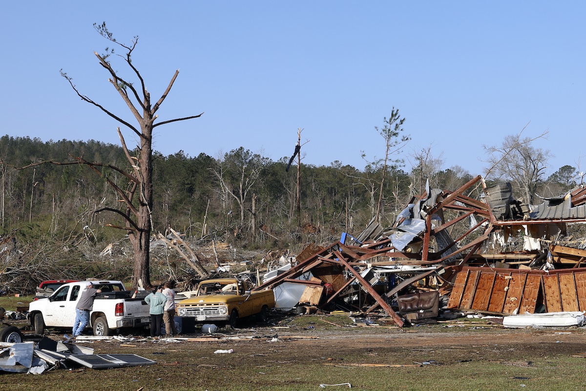 Aftermath of tornado, Plantersville, Alabama, 03-16-2025