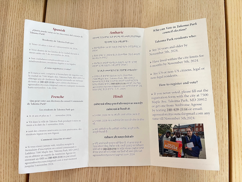 Ambroise Agosse campaign pamphlet