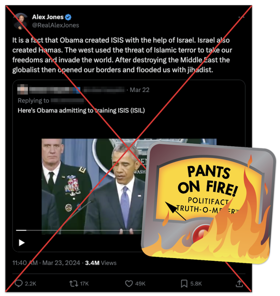 Alex Jones Obama created ISIS claim edited screenshot