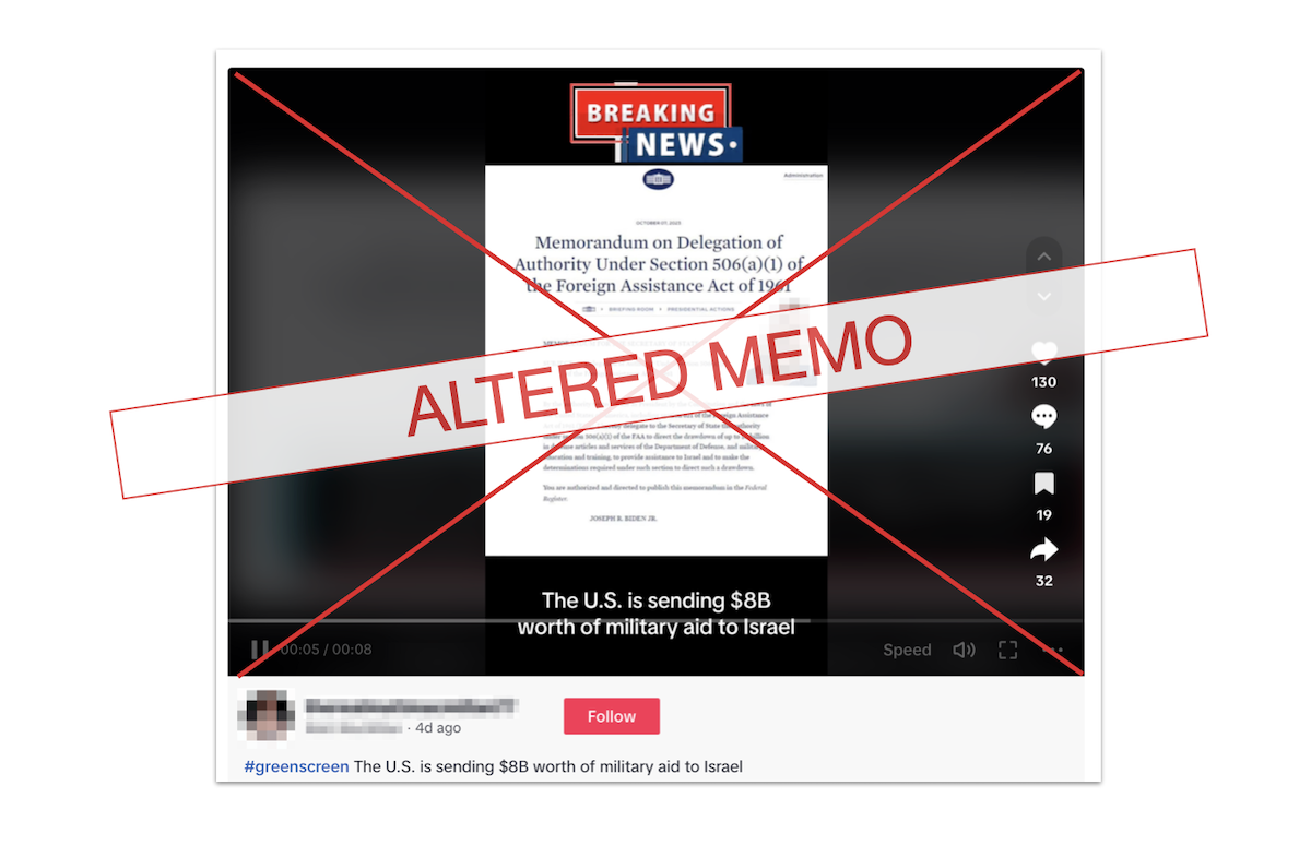 U.S. isn’t sending Israel $8 billion worth of military aid