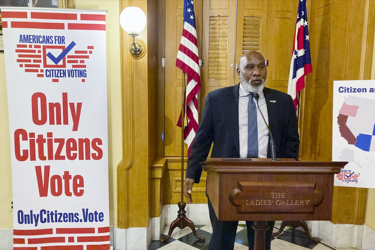 Americans for Citizen Voting president speaks at Ohio Statehouse, Oct. 6, 2022