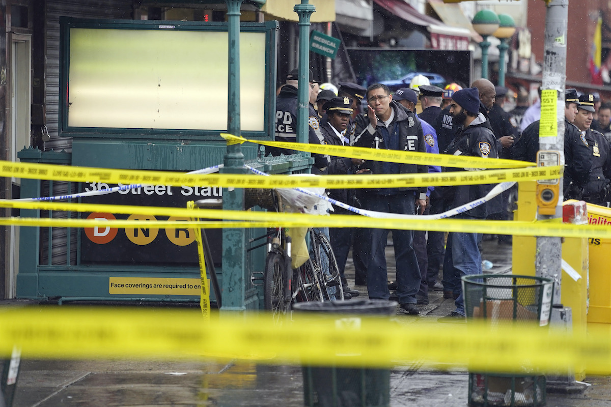 Brooklyn subway shooting outside scene
