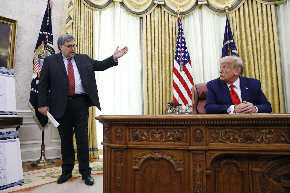 Trump and Barr in oval office 7-15-20