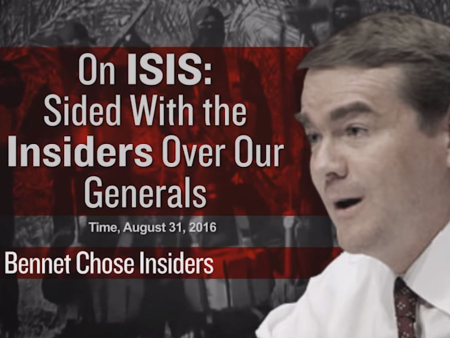 Restoration PAC says Sen. Bennet 'chose the (Washington) insiders over our generals' in war on ISIS.
