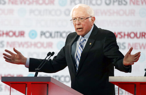 Bernie Sanders Dec 19 2019 debate arms out