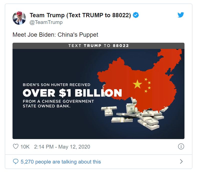 Biden China tweet screenshot