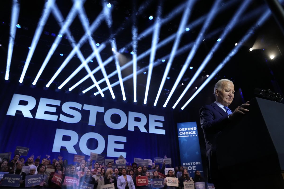 President Joe Biden at abortion rally in Manassas, Va., 1-23-2024; for check of claim on support for Roe