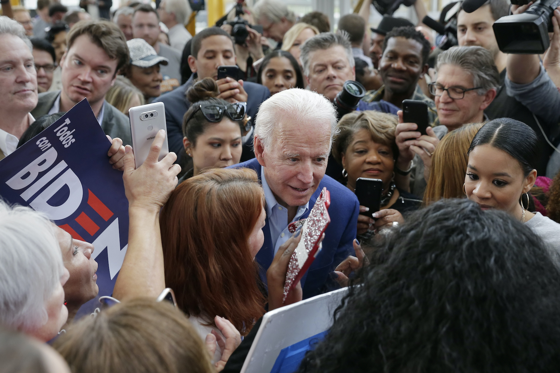 Joe Biden speaking with supporters at a campaign event at Texas Southern University in Houston, March 2, 2020 (AP)