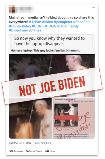 Biden fake naked Twitter photo, marked as miscaptioned