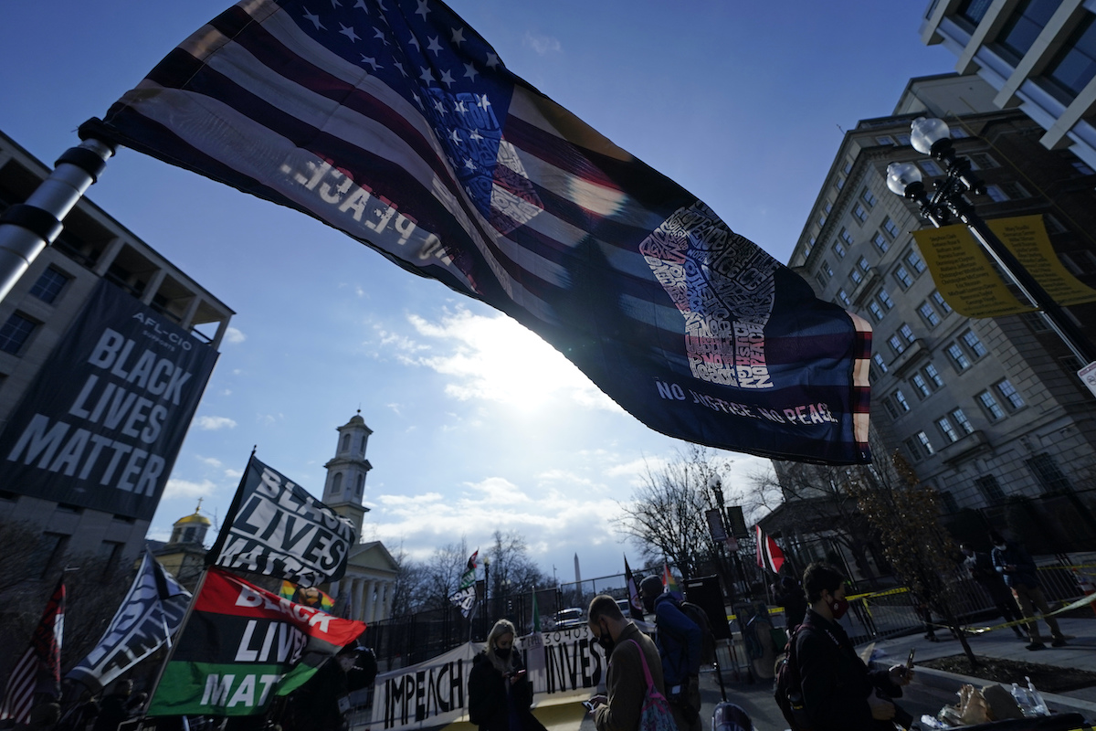 Biden inauguration BLM flags and American flag 1-20-2021