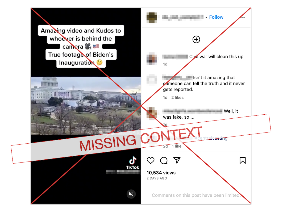 Biden inauguration crowd claim edited screenshot