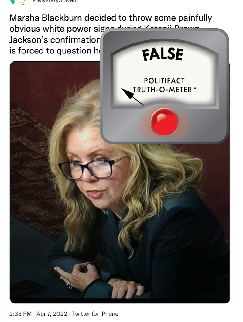 False Blackburn white power claim