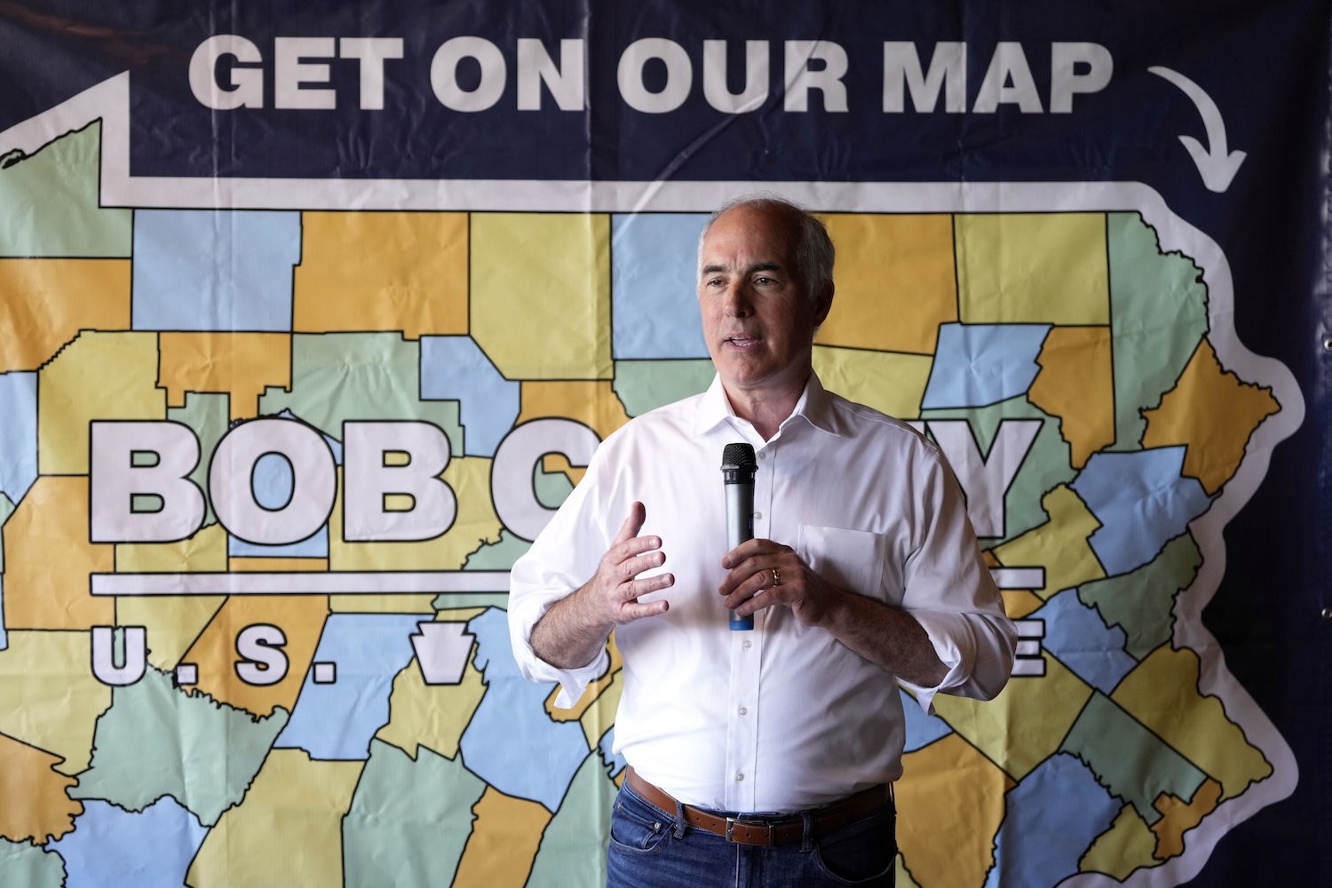 Sen. Bob Casey, D-Pa., speaks in Scranton, Pa., 7-1-2024