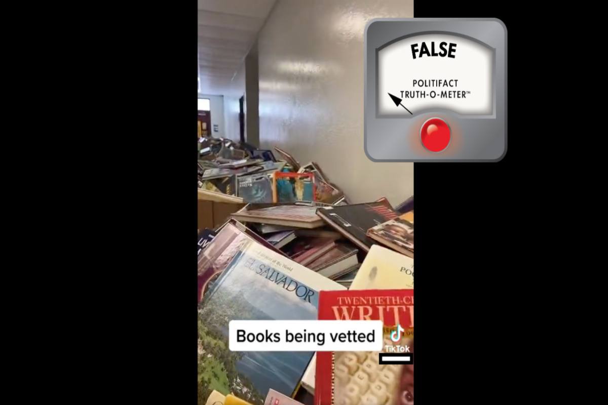 Boxes of books at McNicol Middle School, Hollywood FL, May 22, 2023