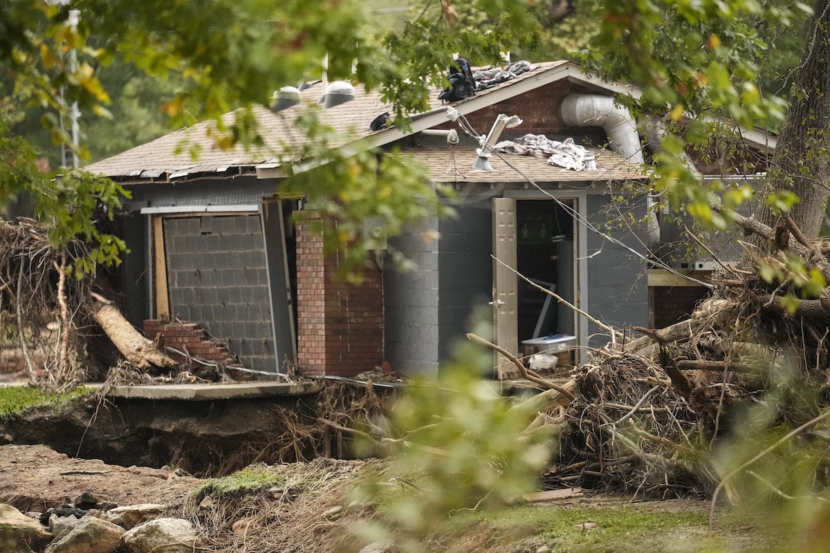 Building damage in North Carolina from Hurricane Helene 10-01-2024