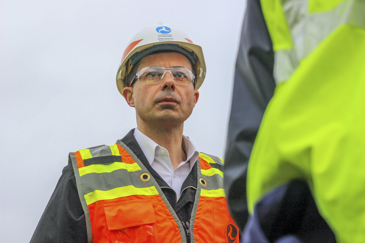 Buttigieg at Northfolk Southern rail site in Ohio 2-23-23