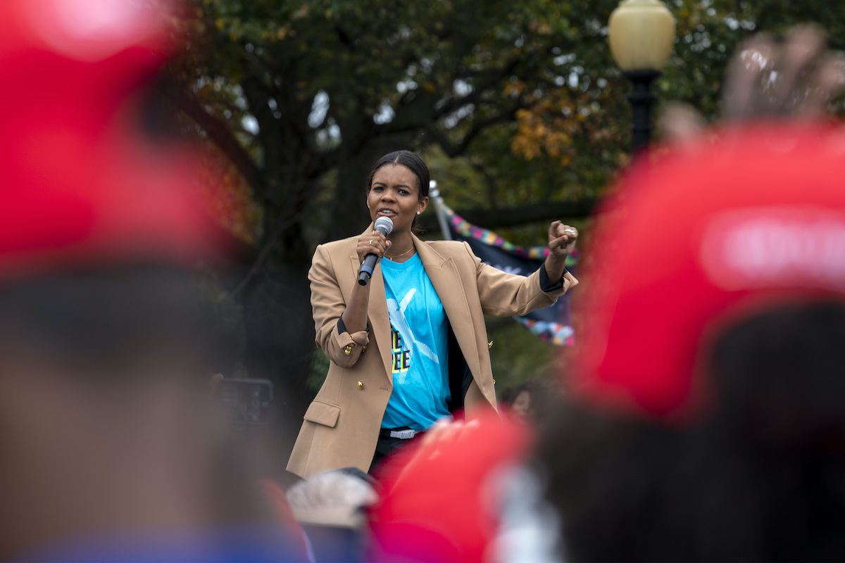 Conservative commentator and political activist Candace Owens speaks during a rally at The Ellipse, Oct. 20, 2020. (AP)