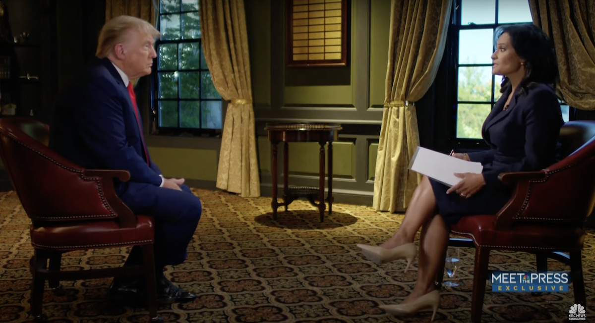 Captura de pantalla de la entrevista "Meet the Press" de la NBC al expresidente Donald Trump moderada por Kristen Welker el 17 de septiembre.