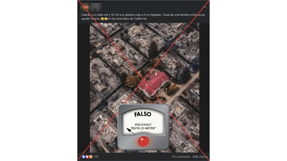 Grafico falso de casa que sobrevivió en Los Angeles