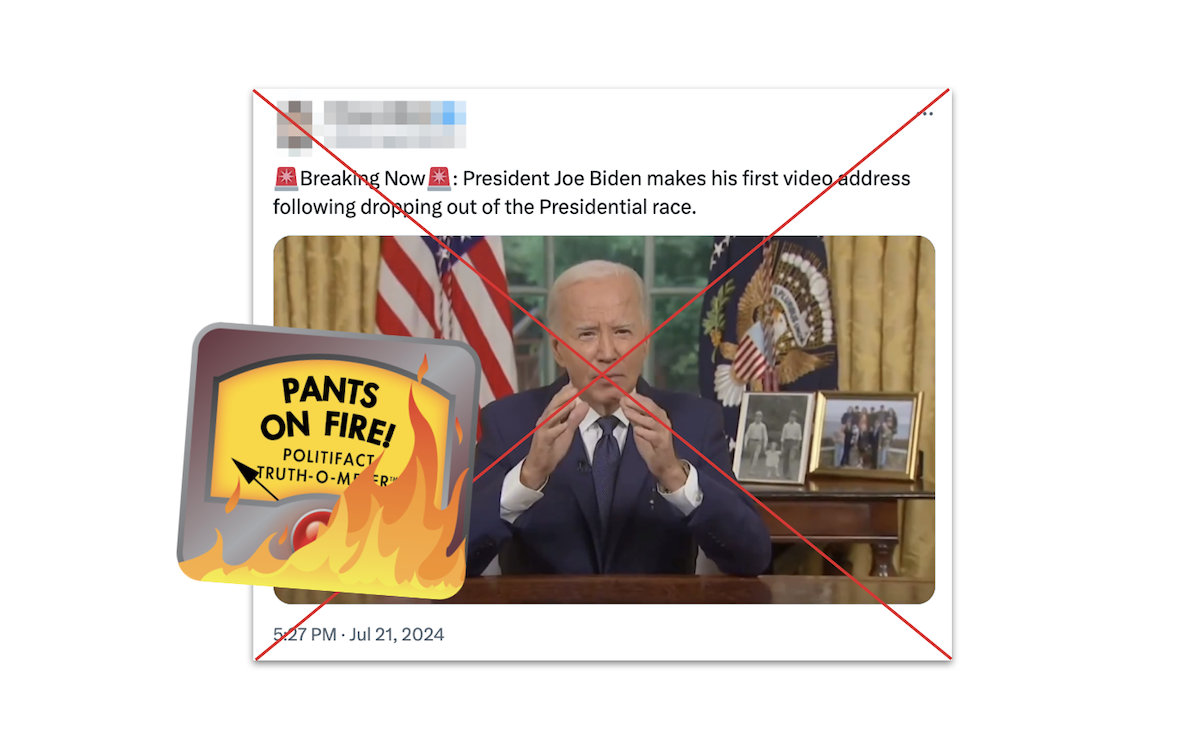 Claim about Biden speech after dropping out, with POF graphic, 7-22-2024