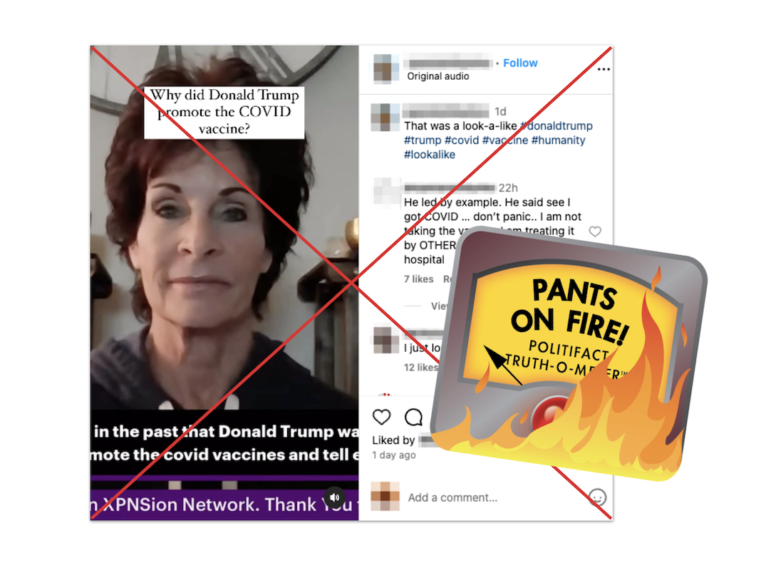 Claim about Trump lookalike promoting COVID-19 vaccine, with POF graphic, 2-29-24