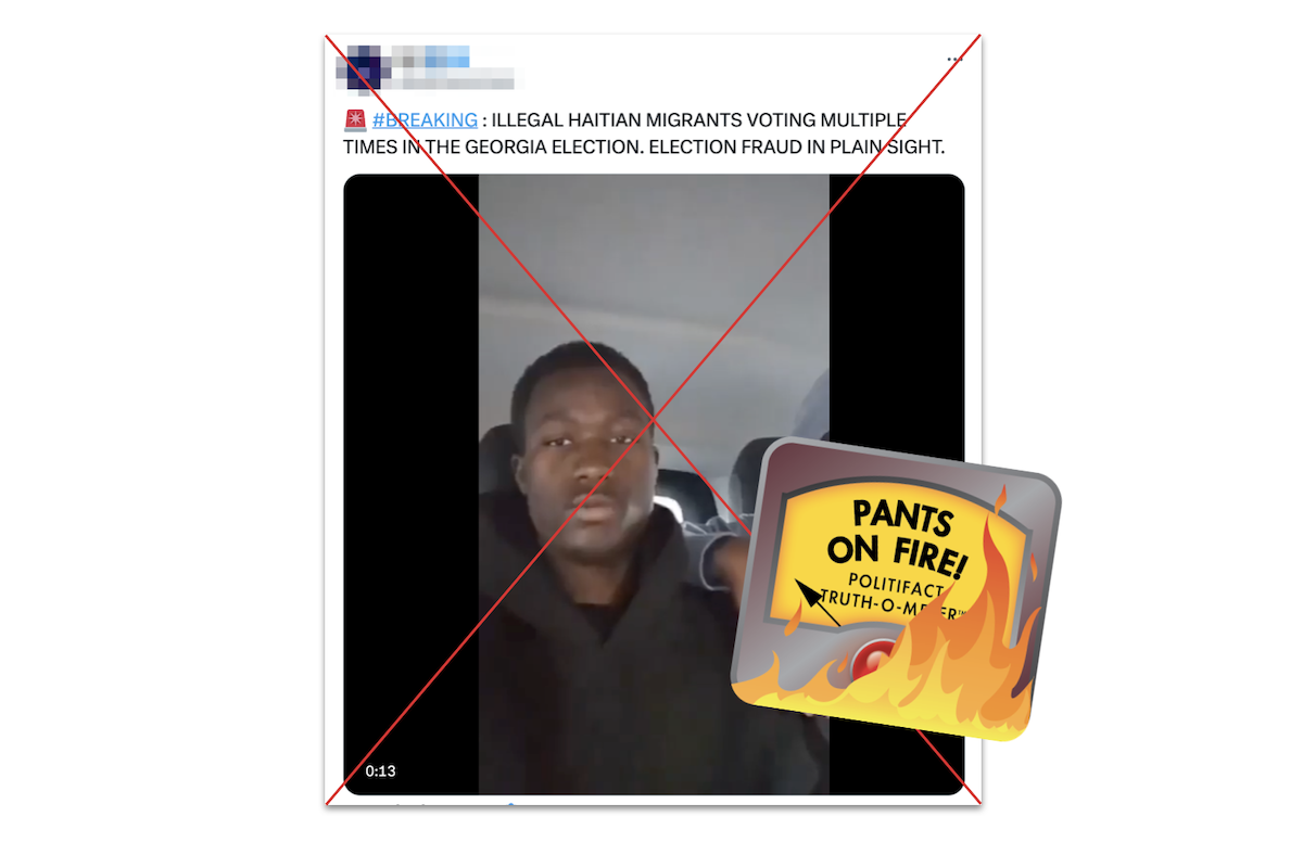 Claim that Haitians are illegally voting for Harris in Georgia, with POF graphic, 11-01-2024
