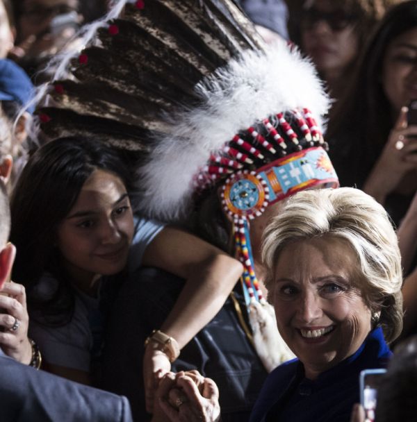 Clinton and headdress