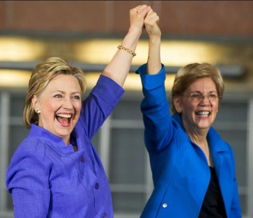 Hillary Clinton and Elizabeth Warren in Cincinnati