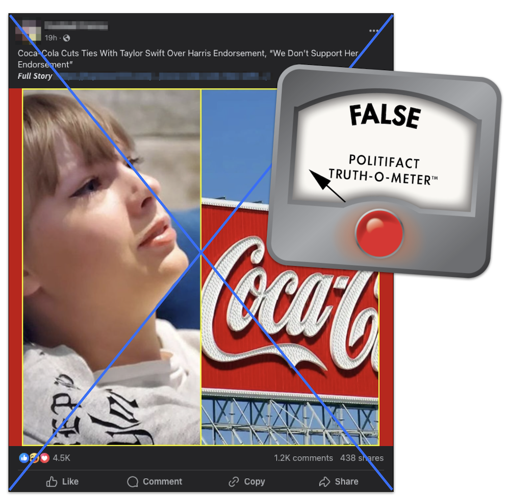 Coca-Cola Taylor Swift Harris support claim graphic