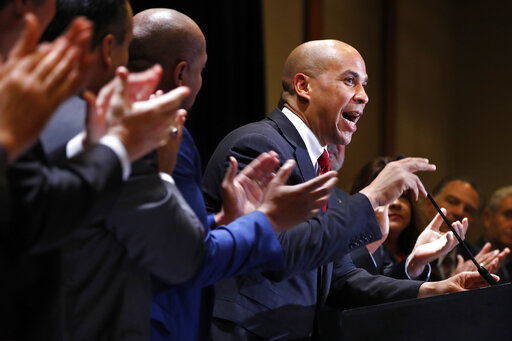Cory Booker speaks to a union May 2019
