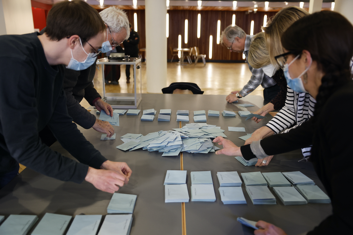 Counting ballots in Strasbourg France for presidential election 4/10/22