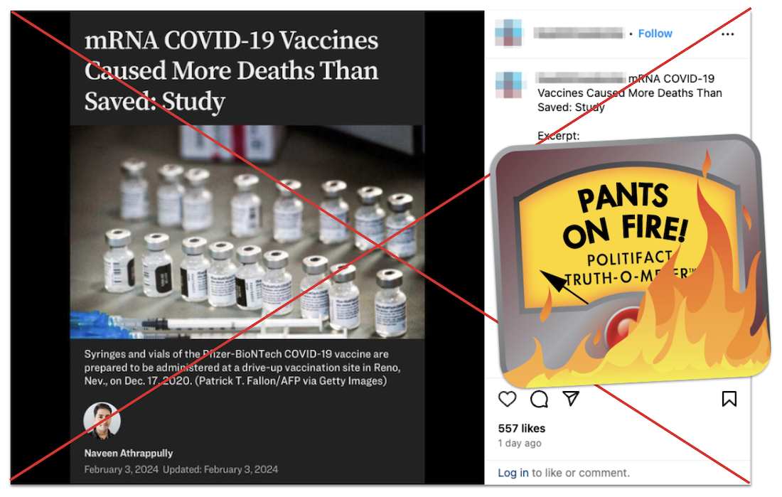 Covid vaccine deaths paper claim edited screenshot
