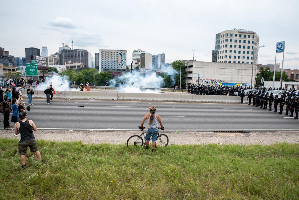 Austin protest, tear gas