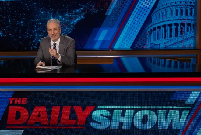 Jon Stewart 'Daily Show' desk for story, 7-17-2024
