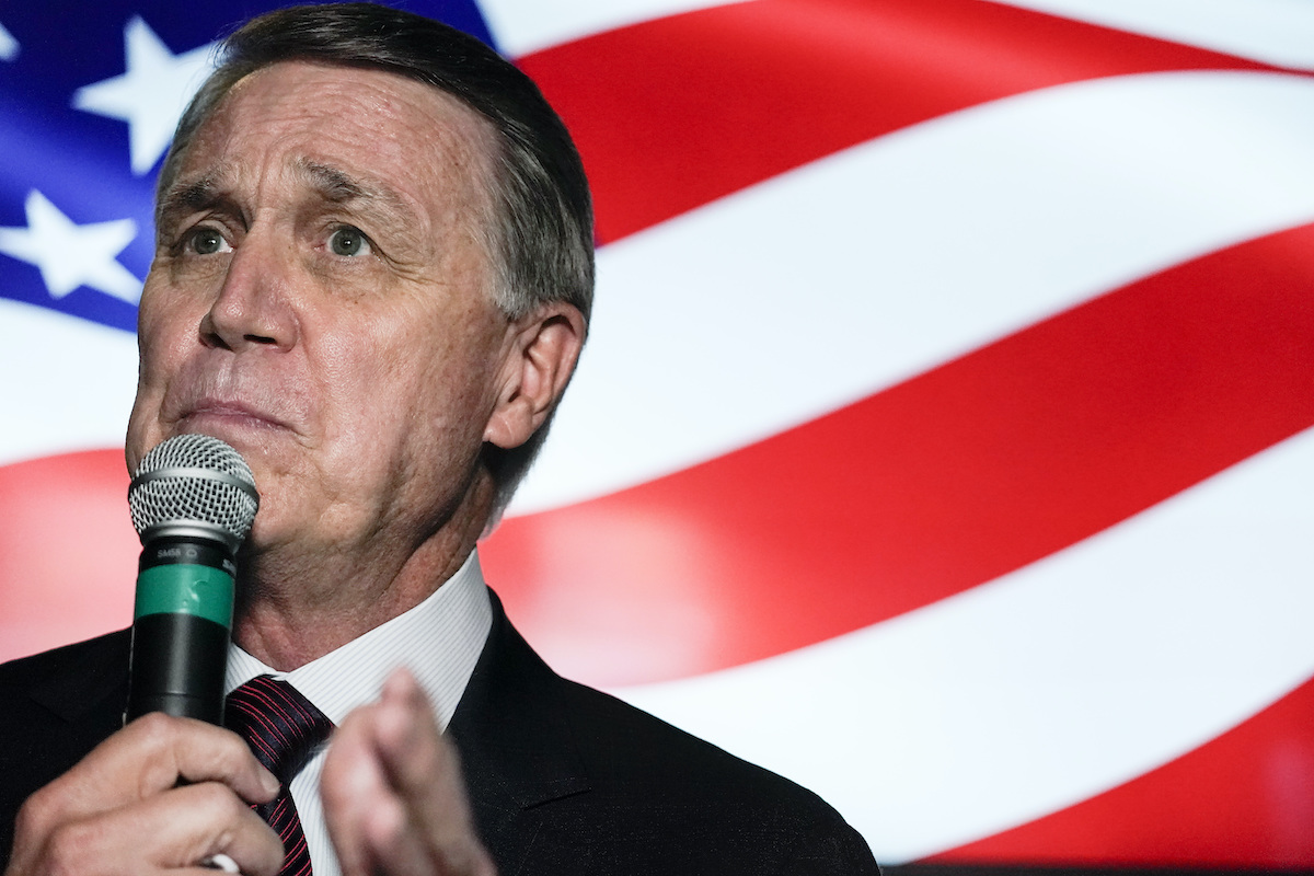 David Perdue mic flag