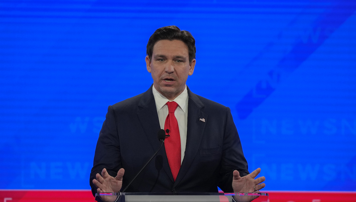 Florida Gov. Ron DeSantis speaks at Republican presidential primary debate in Tuscaloosa, Ala., 12-6-2023