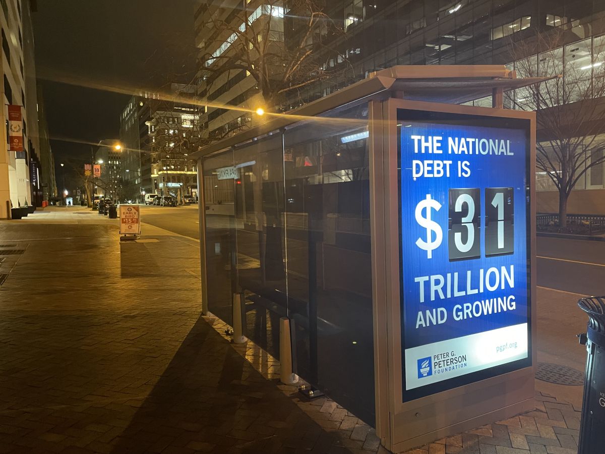 Debt sign in downtown DC