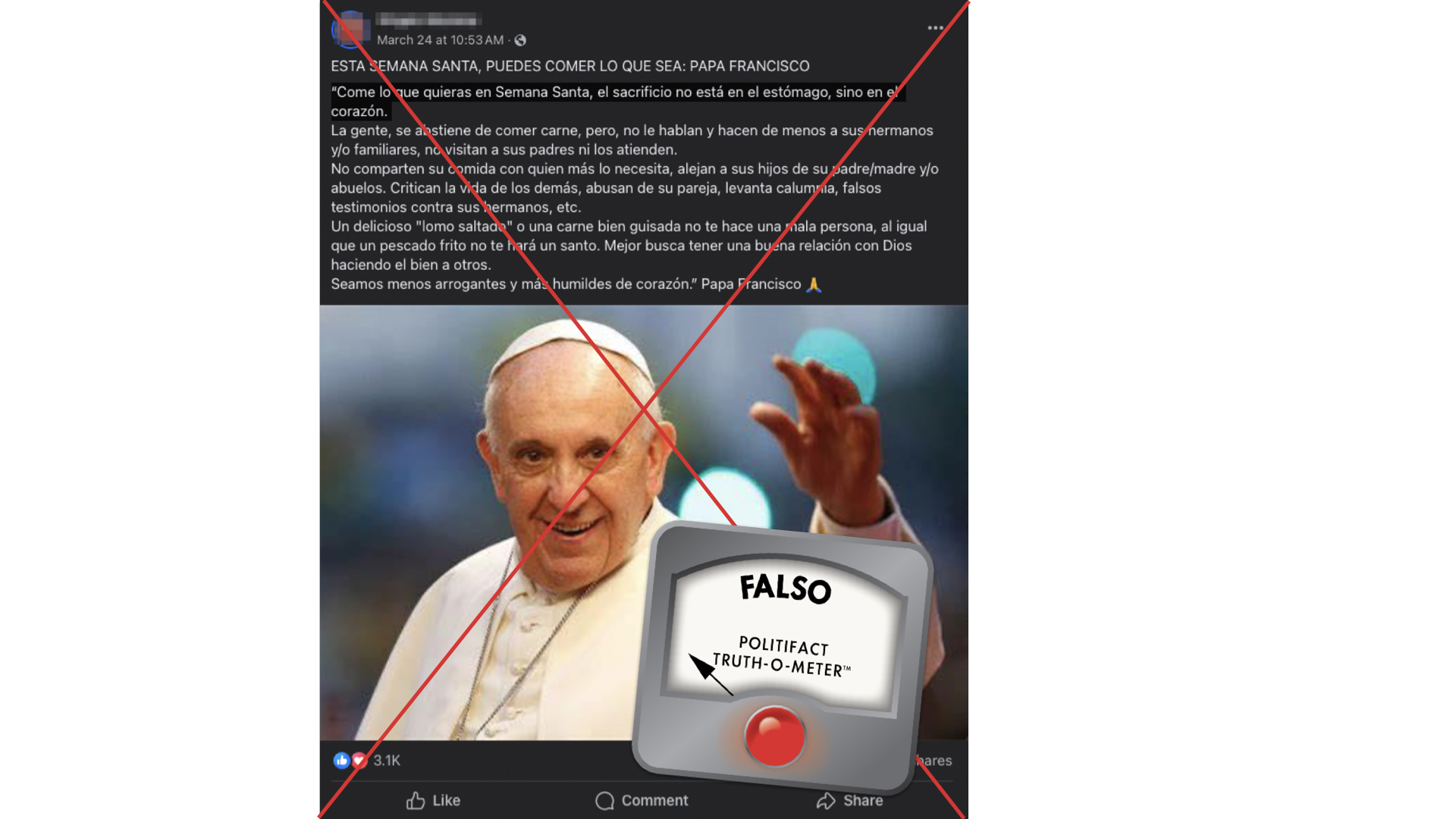 Falsa frase del papa Francisco 03/28/24