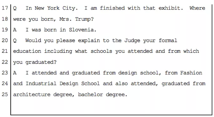 melania deposition screenshot