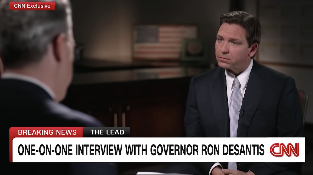 screenshot of Ron Desantis interview with Jake Tapper july 2023