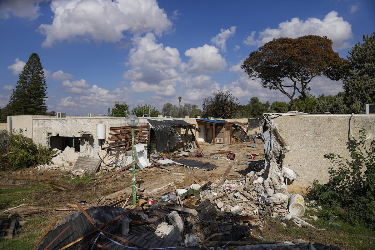 Destroyed houses kibbutz Kfar Aza Israel Oct. 15, 2023