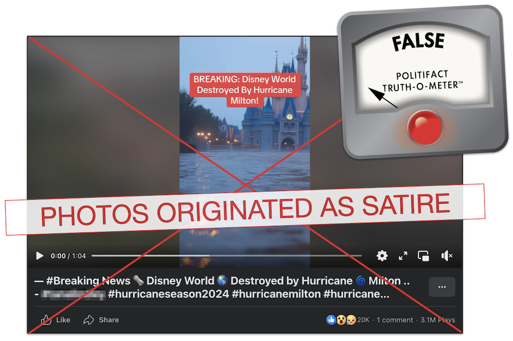 Disney destroyed by Hurricane Milton claim graphic