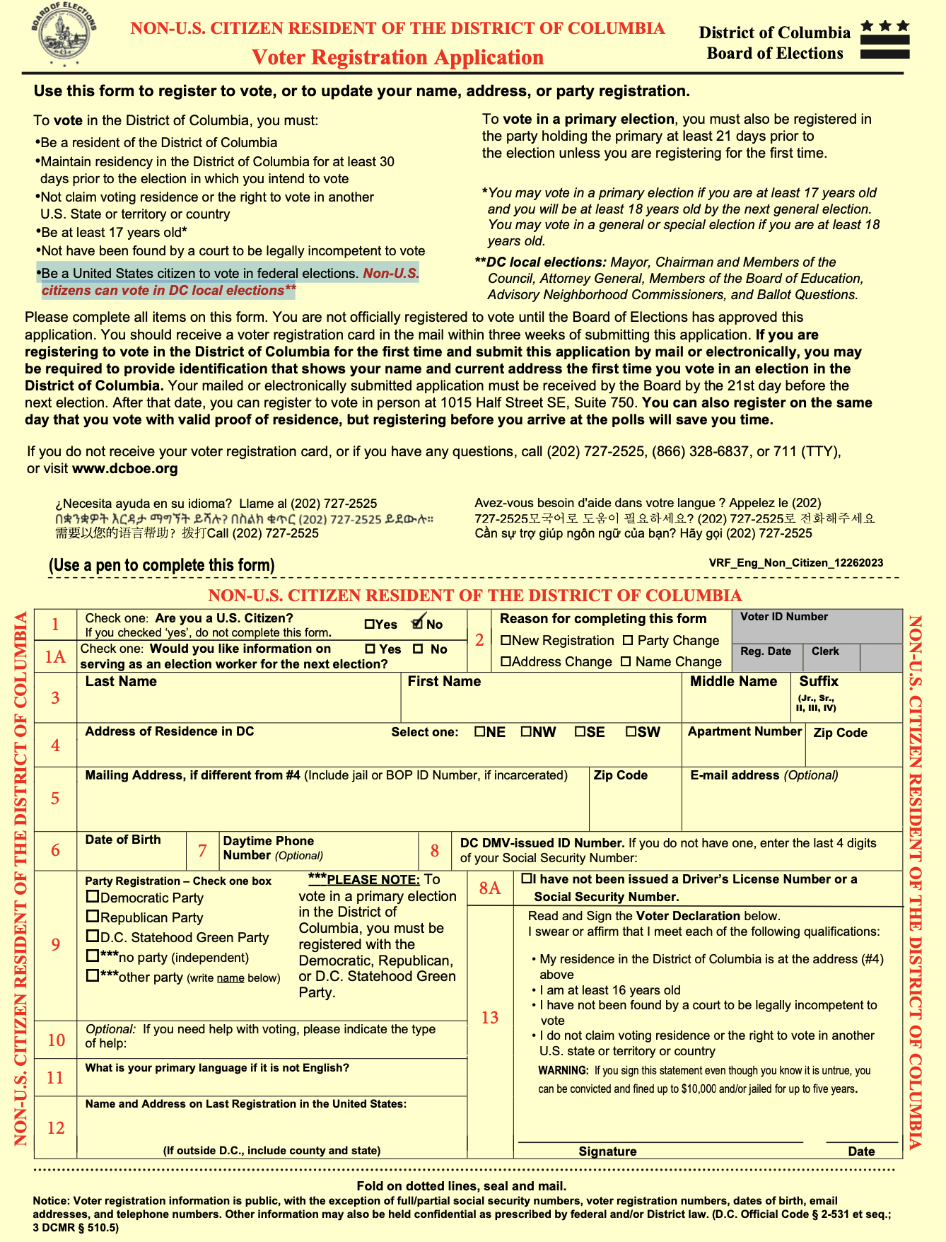 DC Noncitizen voter registration form 05-30-2024