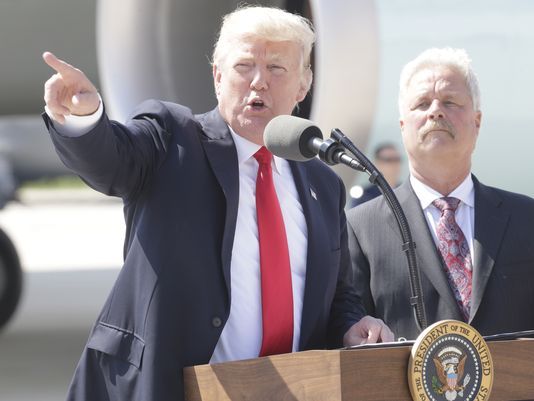 Donald Trump at Mitchell pointing