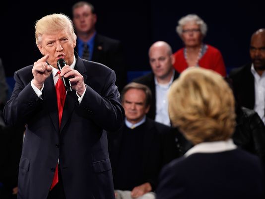 Donald Trump point at Hillary